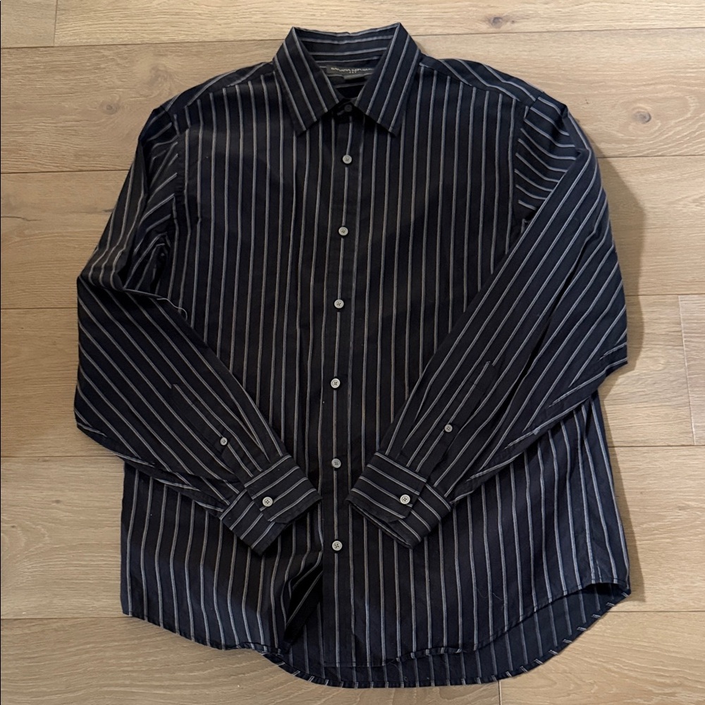 Banana Republic Men's Dark Striped Button-Down Shirt